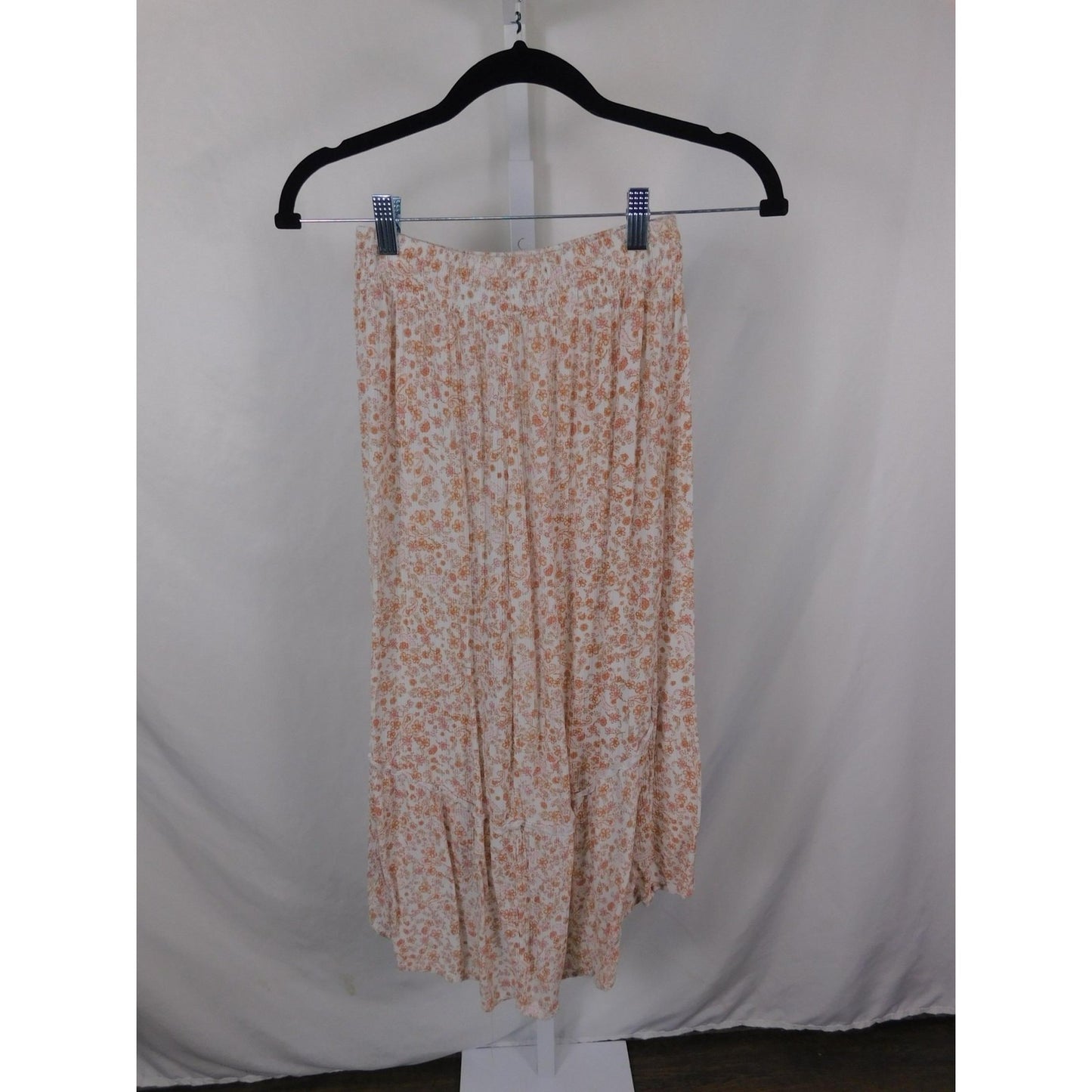 Unified Title "Pink Rose Small Peach Floral Tiered High Low Midi Boho