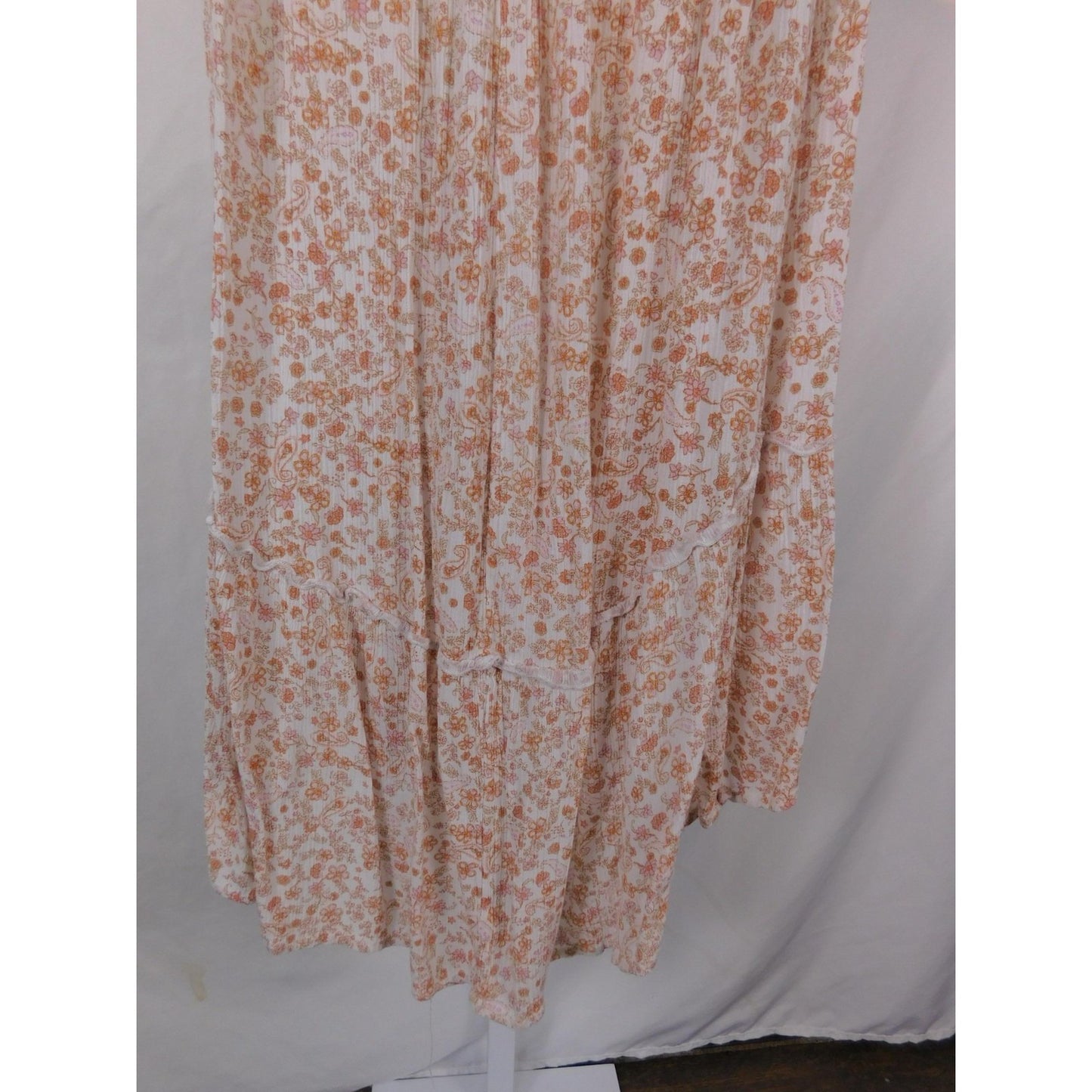 Unified Title "Pink Rose Small Peach Floral Tiered High Low Midi Boho