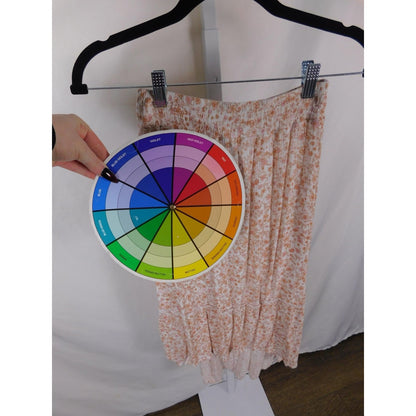 Unified Title "Pink Rose Small Peach Floral Tiered High Low Midi Boho