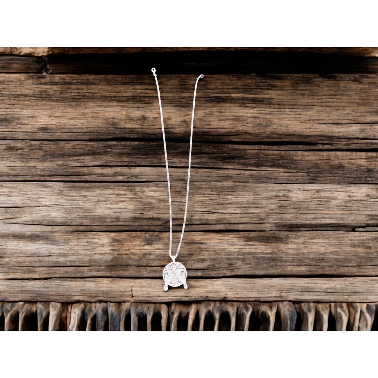 Tree Of Life Pendant Necklace With Twin Ravens Design 1.4" Pendant Diameter 23.5" Chain Length