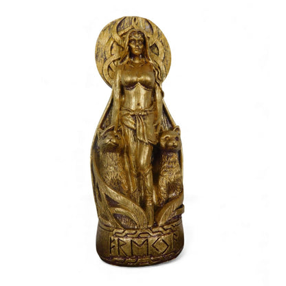 Freya with Cats Statue 8" - Viking Goddess & Rune Base - New