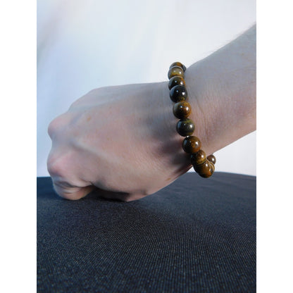 Tiger Eye Gemstone Bracelet Beaded Crystal Healing Jewelry Unisex Wealth Protect