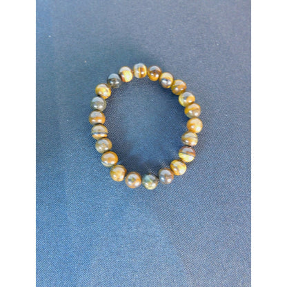 Tiger Eye Gemstone Bracelet Beaded Crystal Healing Jewelry Unisex Wealth Protect