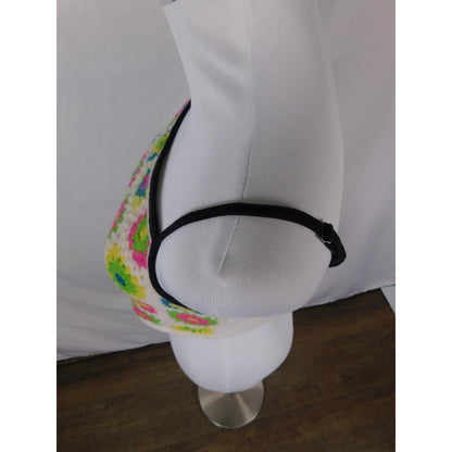 Crochet Granny Square Crop Top S - Neon White Boho - Excellent