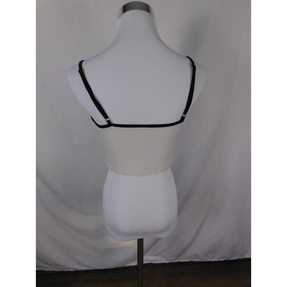 Crochet Granny Square Crop Top S - Neon White Boho - Excellent