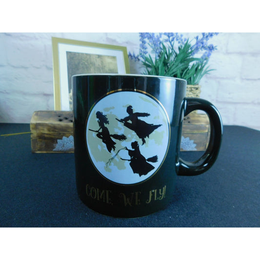Come We Fly Disney Hocus Pocus Witch Silhouette Mug Black Coffee Tea