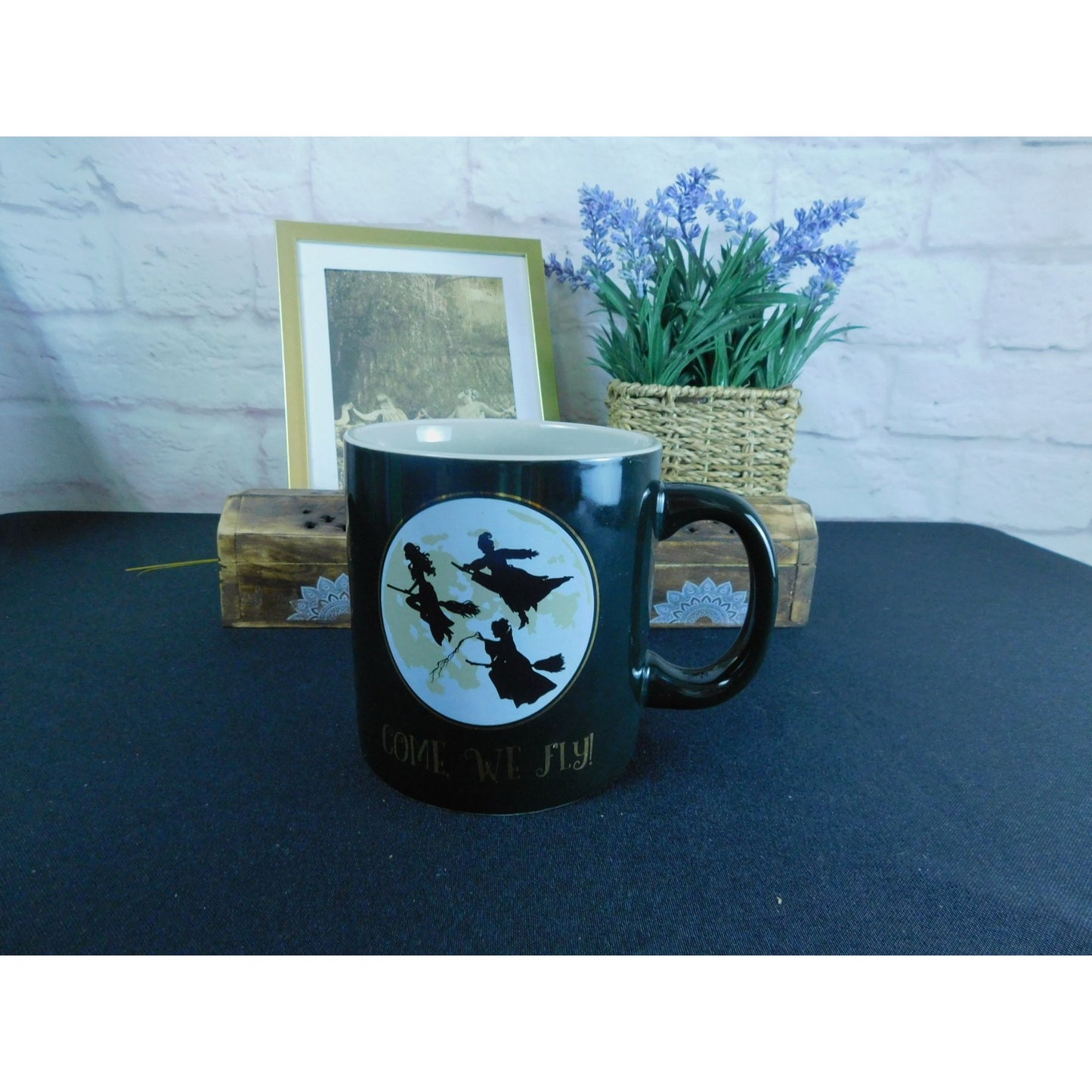 Come We Fly Disney Hocus Pocus Witch Silhouette Mug Black Coffee Tea