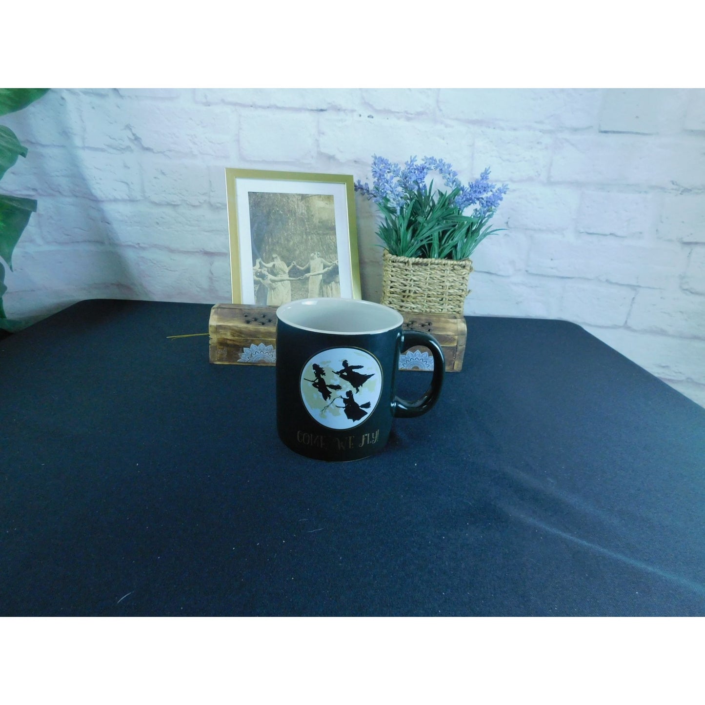 Come We Fly Disney Hocus Pocus Witch Silhouette Mug Black Coffee Tea