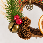 Handmade Yule Grapevine Wreath Ornament with Pentacle