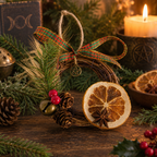 Handmade Yule Grapevine Wreath Ornament with Pentacle