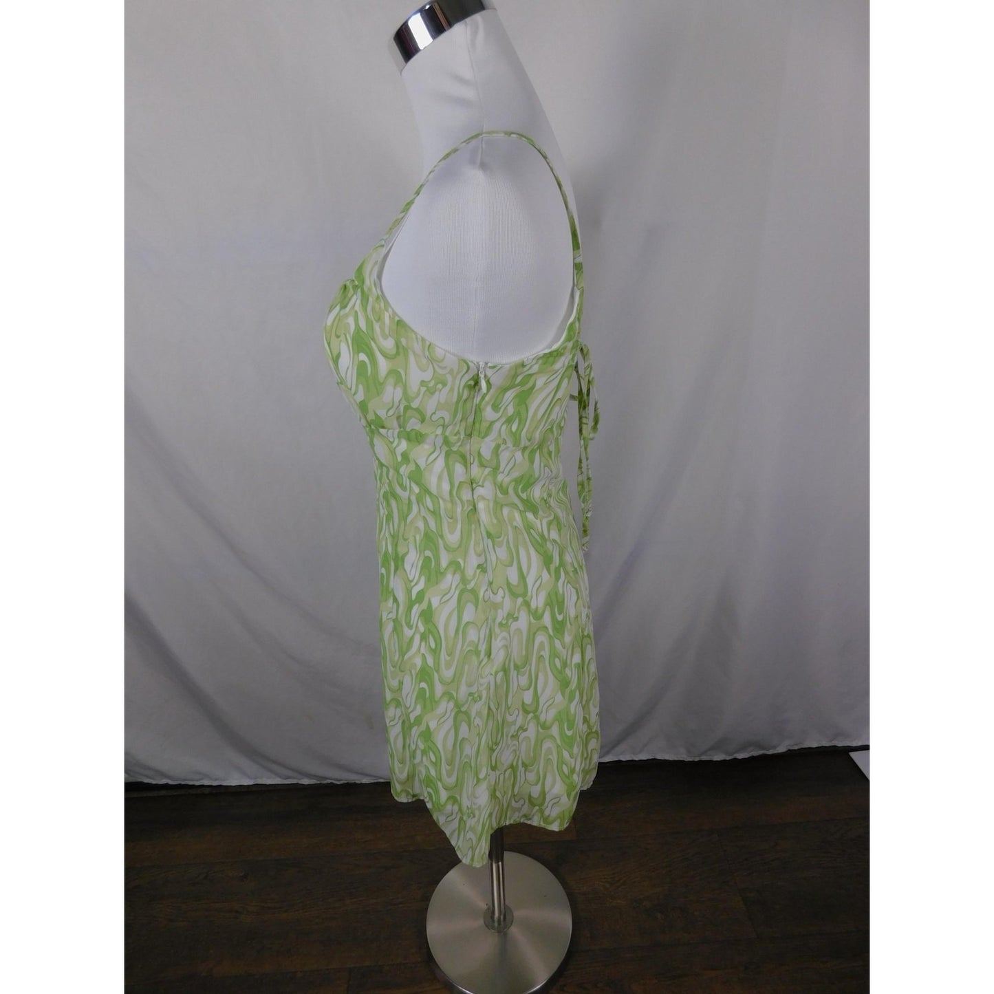 Kendall & Kylie Dress Womens Small Green Spaghetti Strap Mini Swirl DW210185