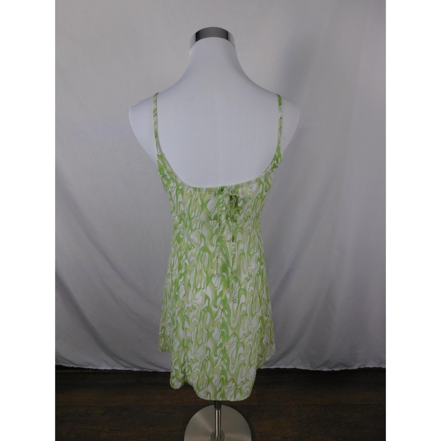 Kendall & Kylie Dress Womens Small Green Spaghetti Strap Mini Swirl DW210185