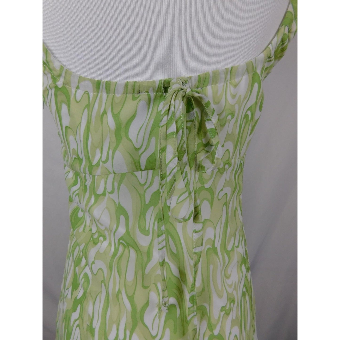 Kendall & Kylie Dress Womens Small Green Spaghetti Strap Mini Swirl DW210185