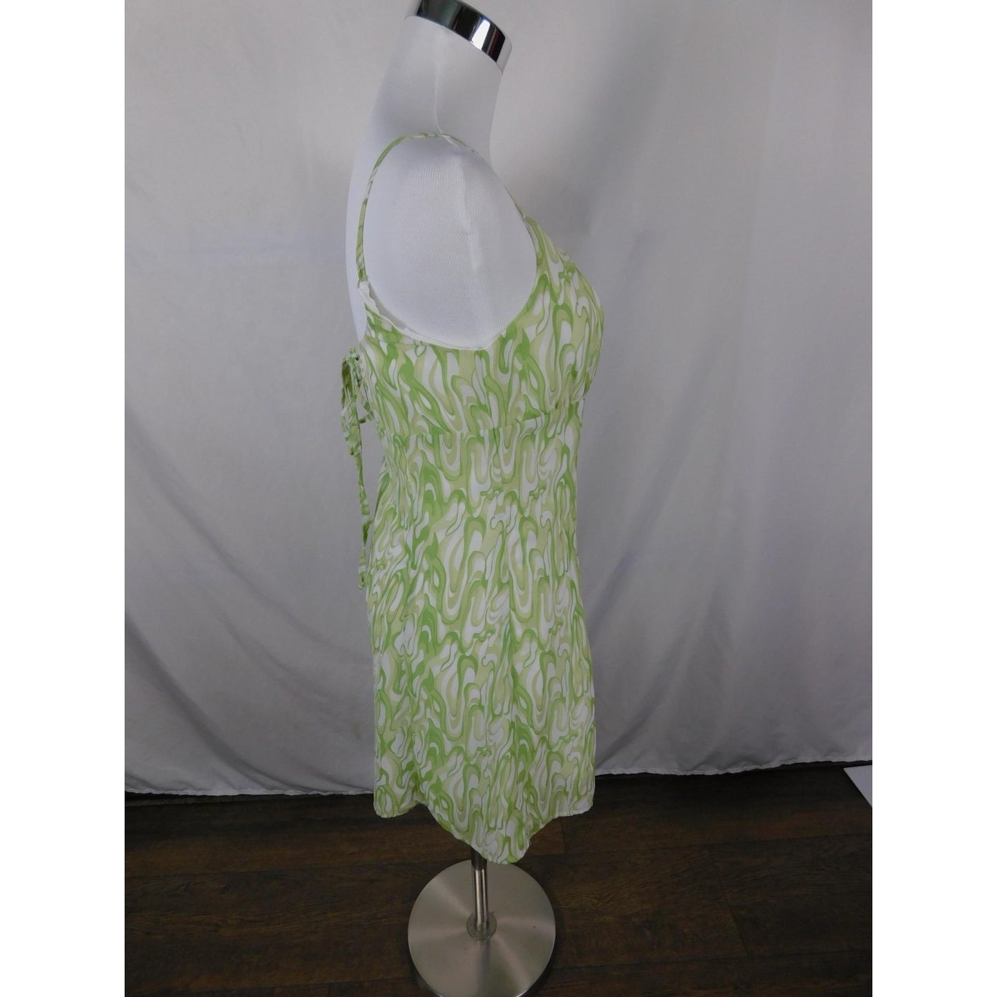 Kendall & Kylie Dress Womens Small Green Spaghetti Strap Mini Swirl DW210185