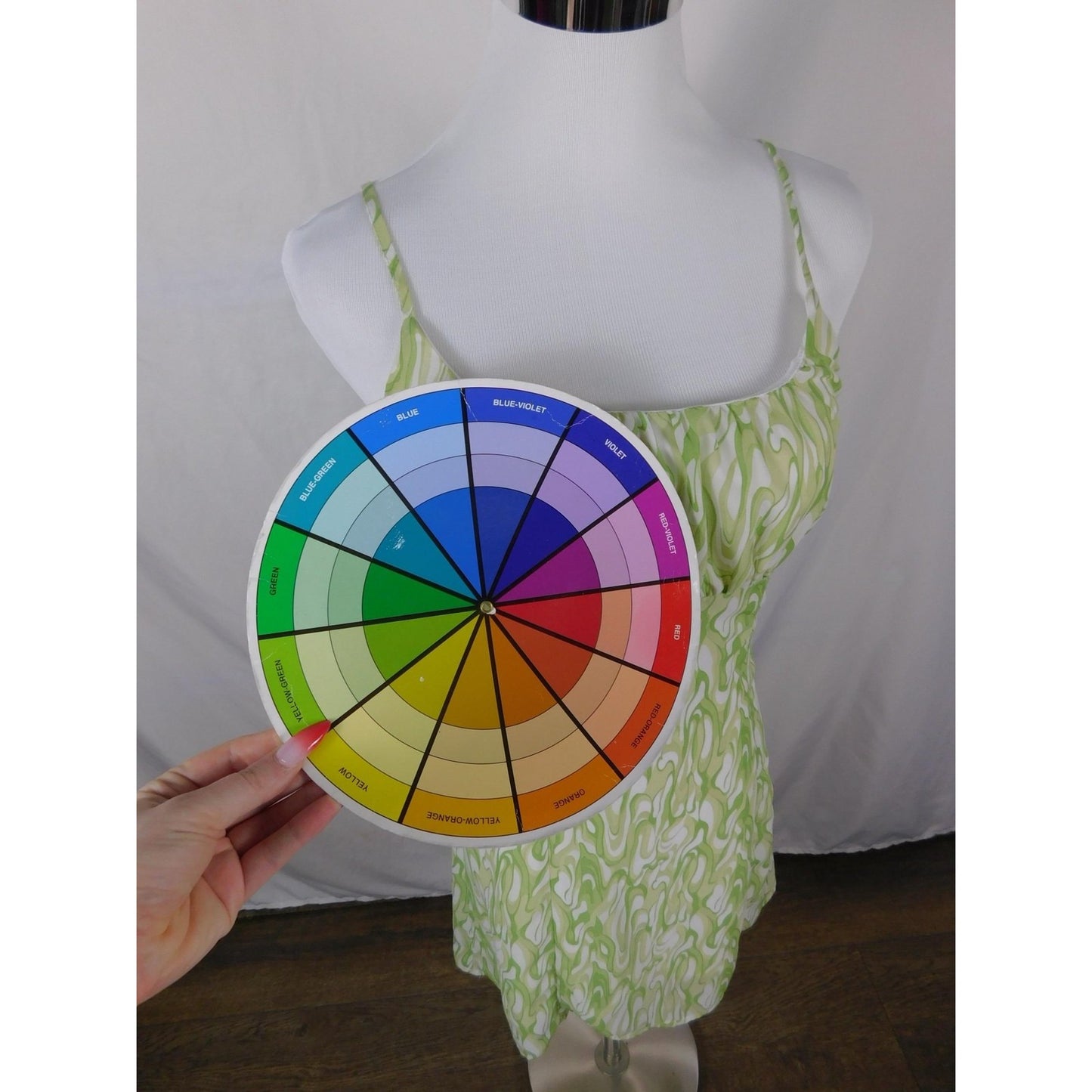 Kendall & Kylie Dress Womens Small Green Spaghetti Strap Mini Swirl DW210185