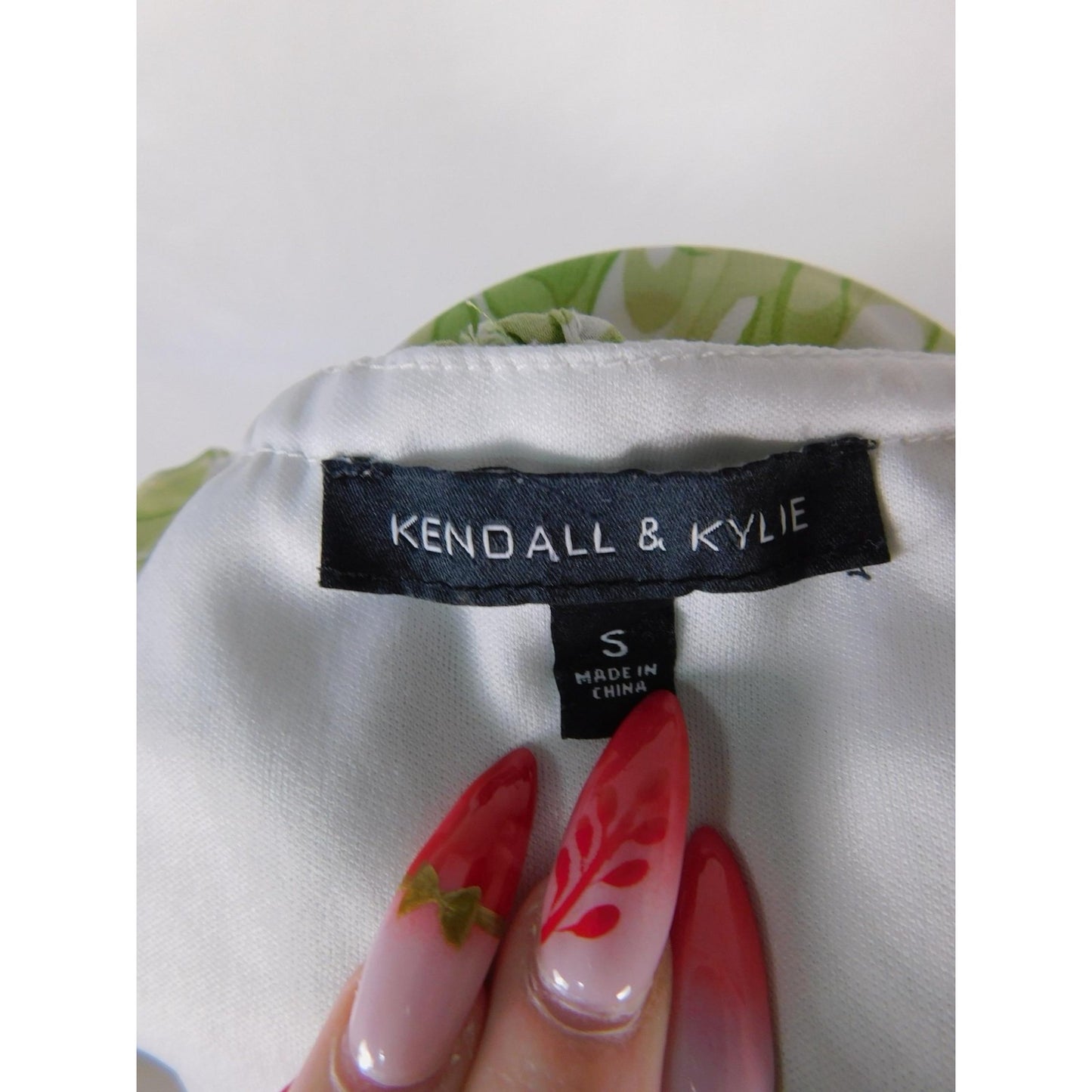 Kendall & Kylie Dress Womens Small Green Spaghetti Strap Mini Swirl DW210185