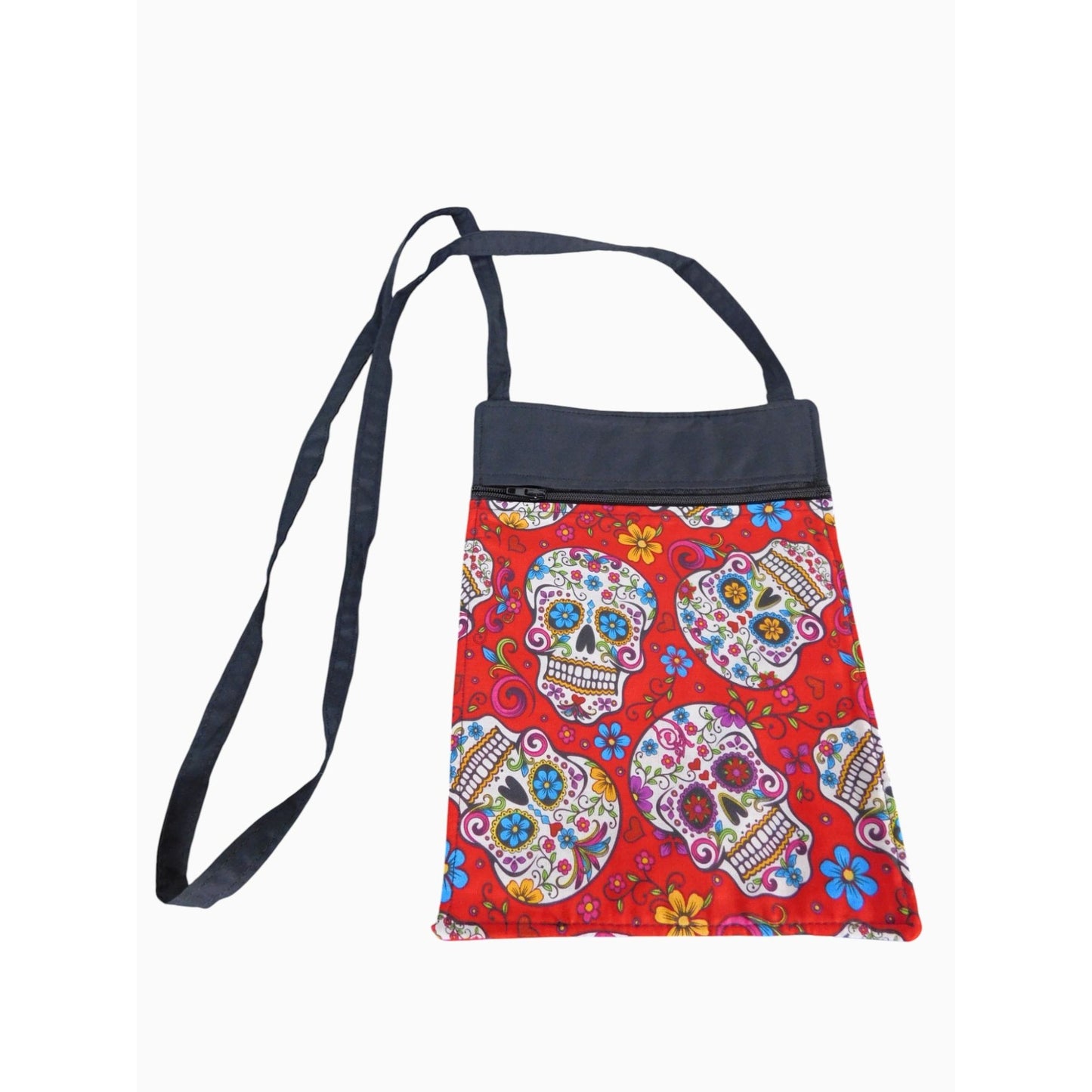 Handcrafted Crossbody Bag With Sugar Skull Pattern