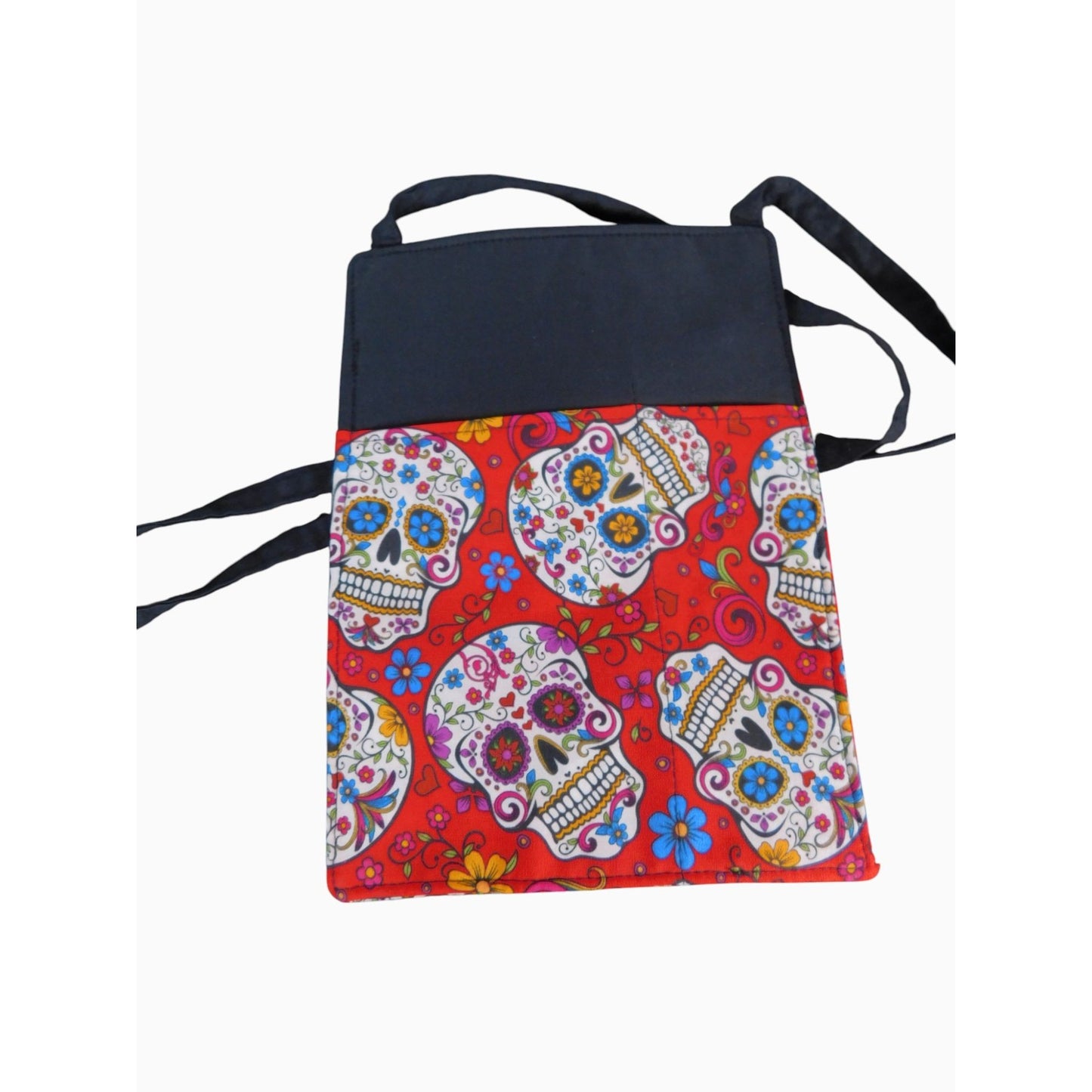 Handcrafted Crossbody Bag With Sugar Skull Pattern