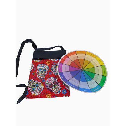 Handcrafted Crossbody Bag With Sugar Skull Pattern