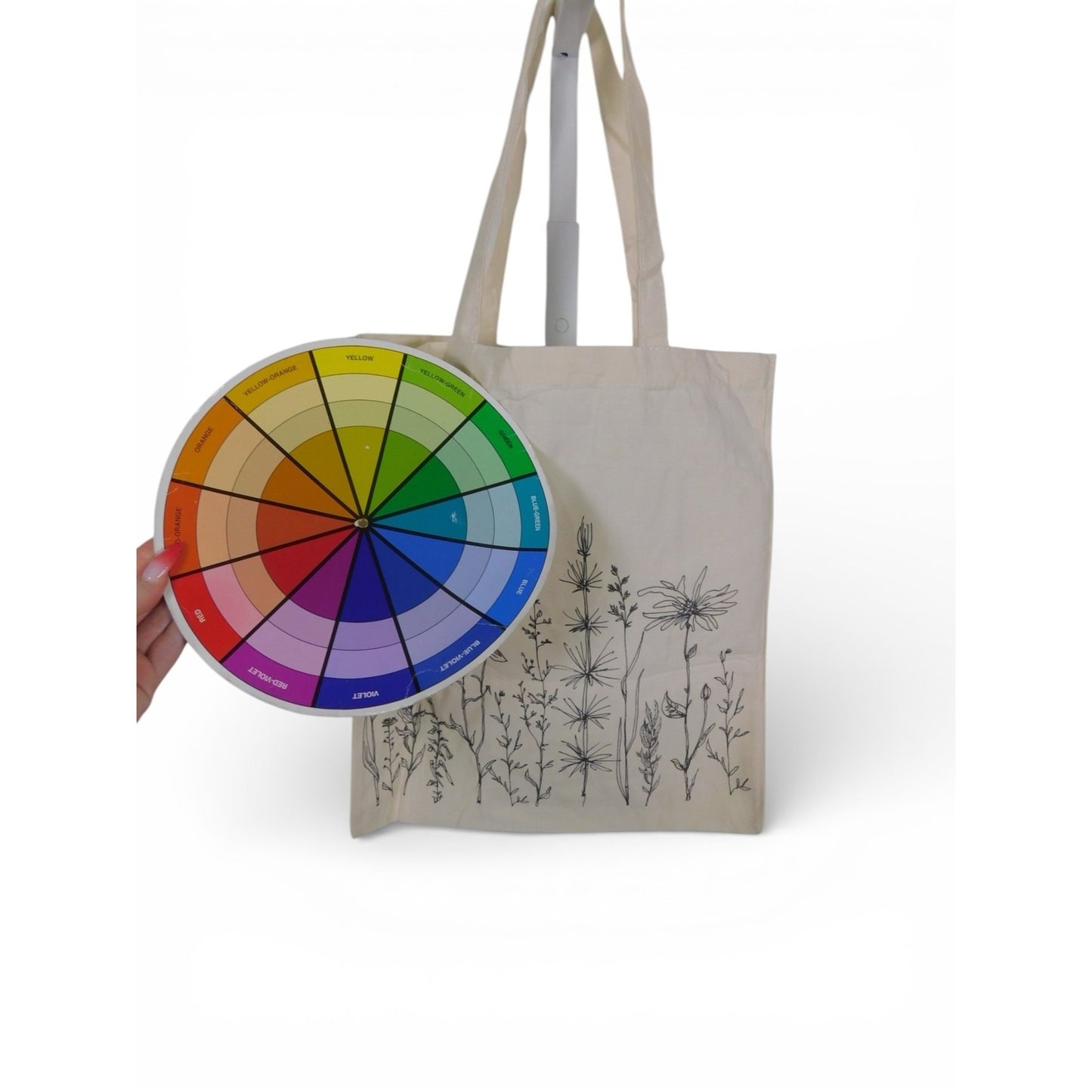 Floral Tote Bag Womens Large Beige Canvas Shoulder Nature Travel Casual