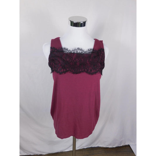 J Jill Tank Top Womens XS Burgundy Lace Trim Camisole Sleeveless Witchy Gothic