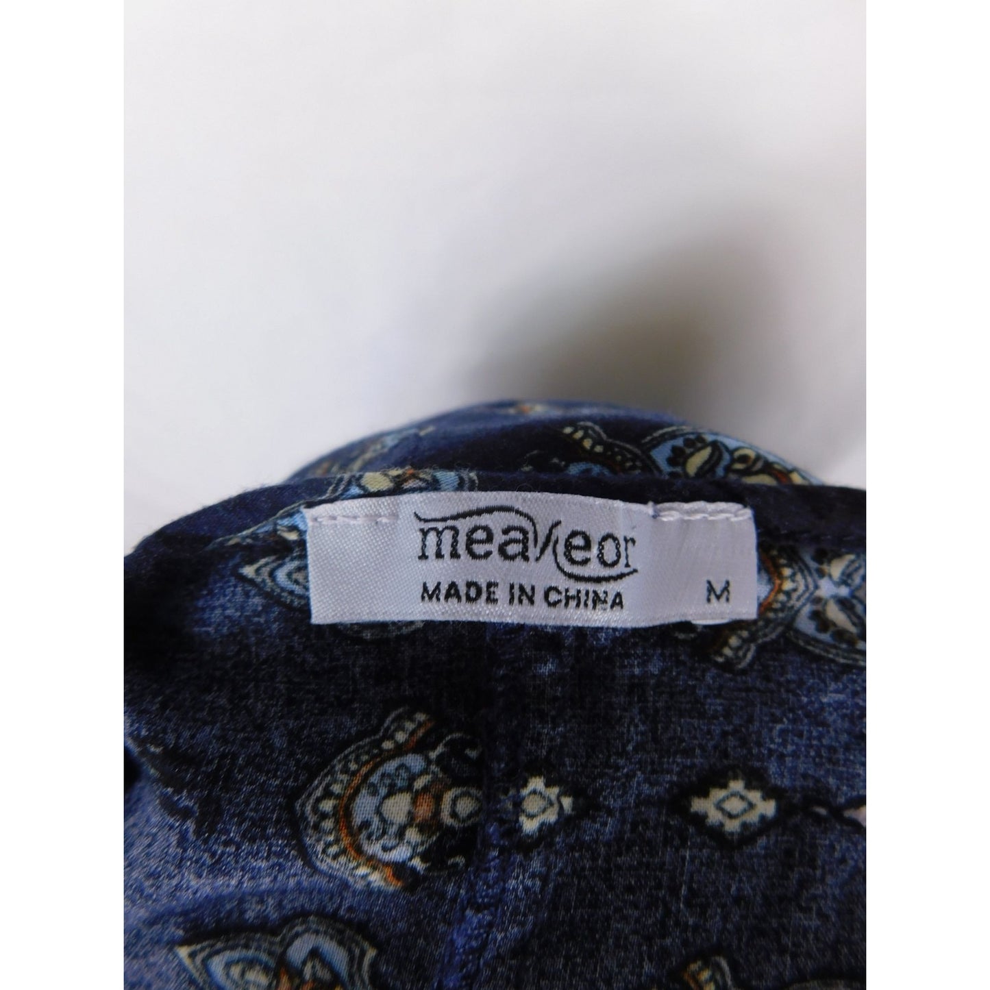 Bohemian Navy & Orange Print Dress Size M Boho Shift