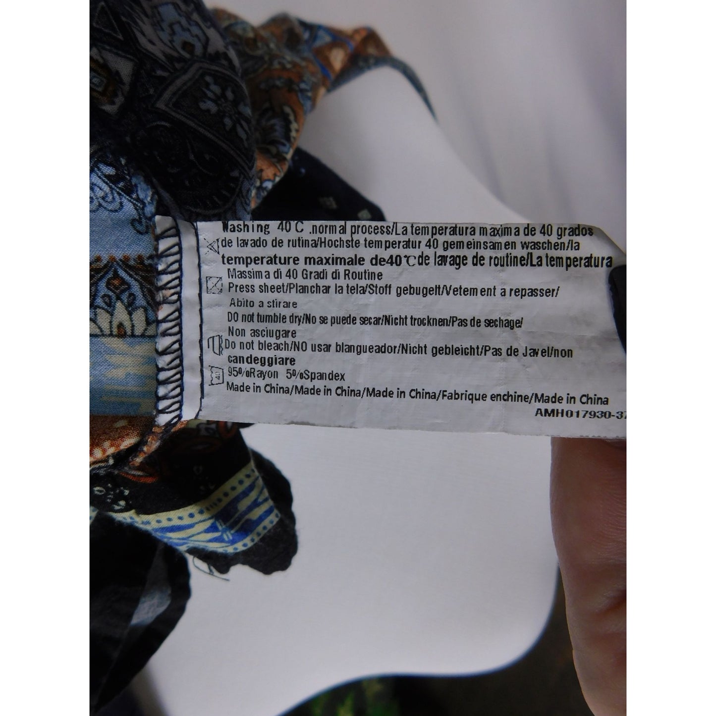 Bohemian Navy & Orange Print Dress Size M Boho Shift