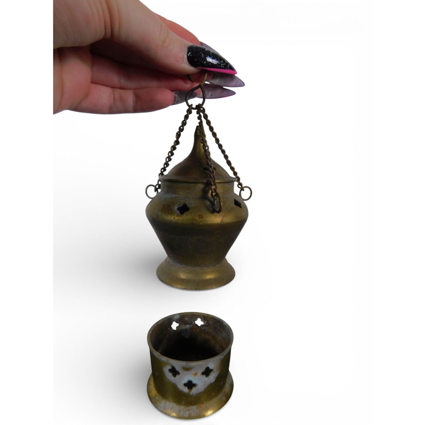 Vintage Brass Hanging Incense Burner Lantern Gothic Ritual