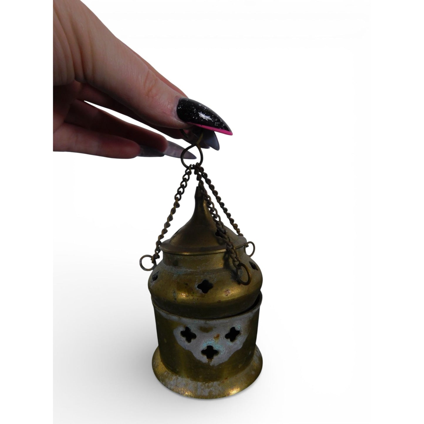 Vintage Brass Hanging Incense Burner Lantern Gothic Ritual