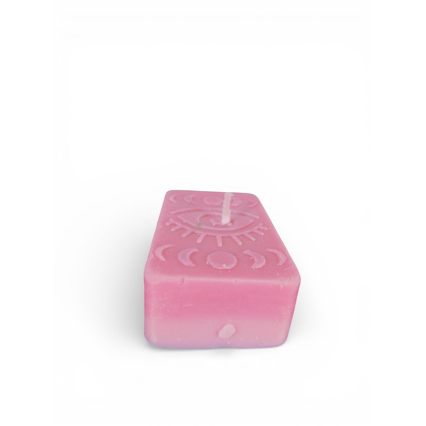Handmade Pink Rectangle Eye Moon Phase Candle Small Mystical Wax Decor Witch