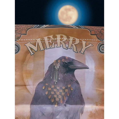 Merry Samhain Flag Garden Banner Crow Raven Pagan Witchy Decor Halloween Fall