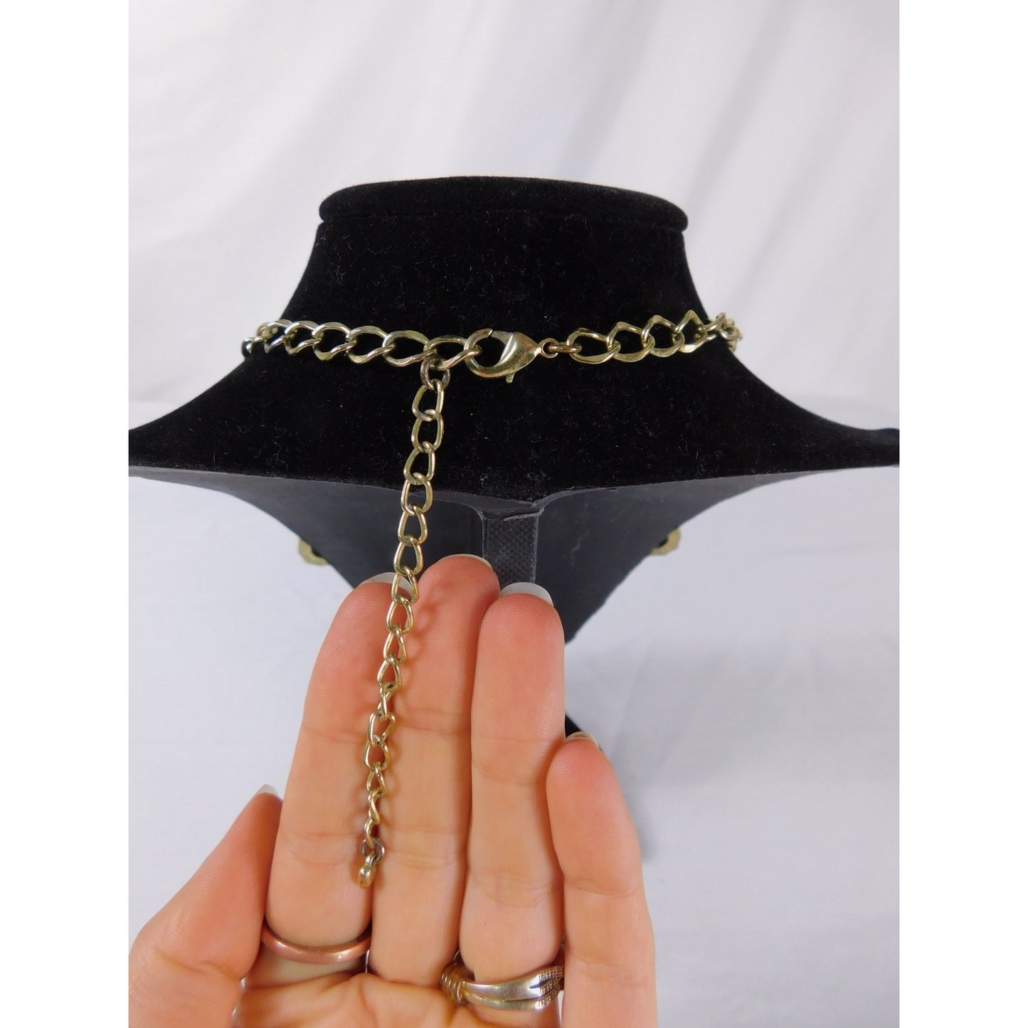 Statement Bib Necklace Faceted Glass Stones Gold Tone Chain Bold Fashion Jewelry