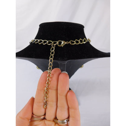 Statement Bib Necklace Faceted Glass Stones Gold Tone Chain Bold Fashion Jewelry