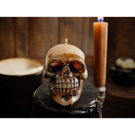 Bougie décorative pour la maison en forme de crâne 3" Gothique, sorcière, effrayant, Halloween sans parfum