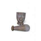 Pentacle Carved Soapstone Mortar & Pestle 4"H × 3"D - Ritual Grinder - New