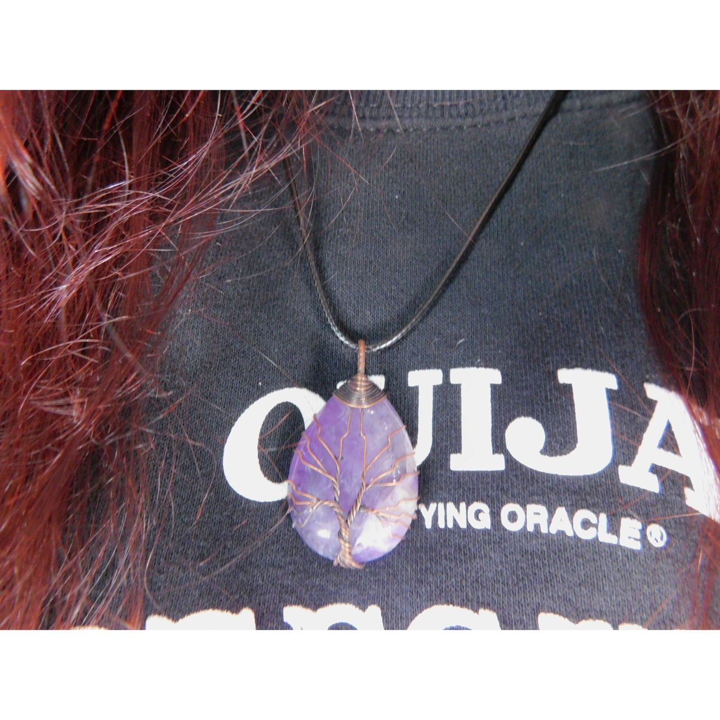 Amethyst Tree of Life Pendant Necklace Healing Crystal Jewelry 18" Cord