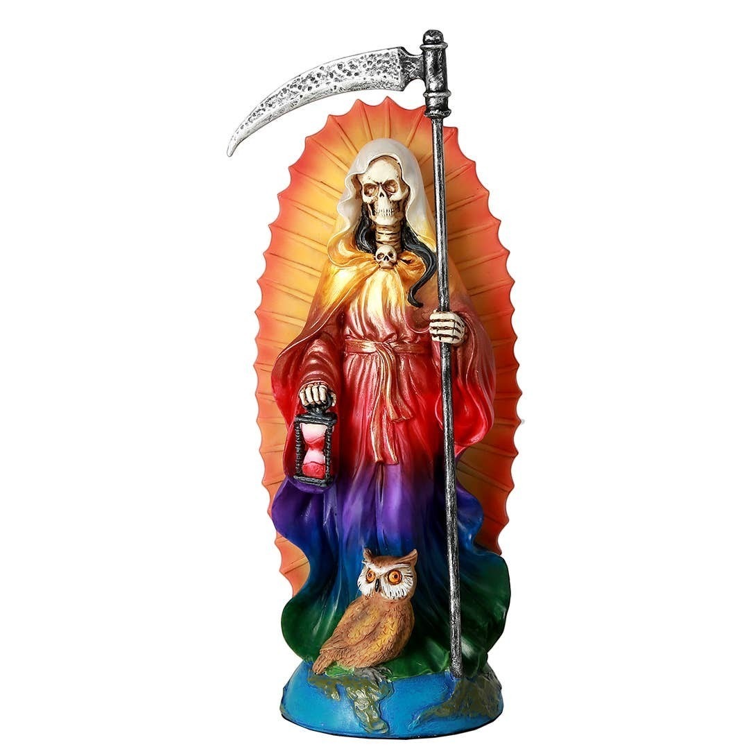 Santa Muerte Rainbow Altar Statue 7"