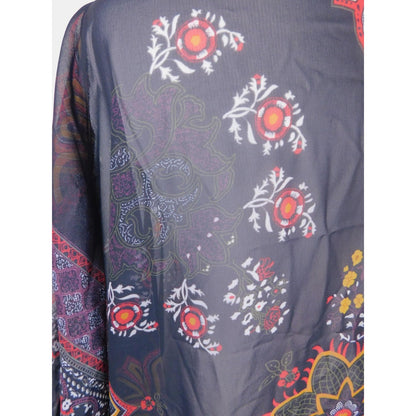 Boho Floral Paisley Kimono Sheer Cardigan Navy Black L