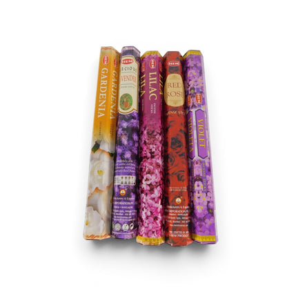 HEM Floral Incense Variety Pack 100 Sticks Rose Lavender Lilac Violet Gardenia