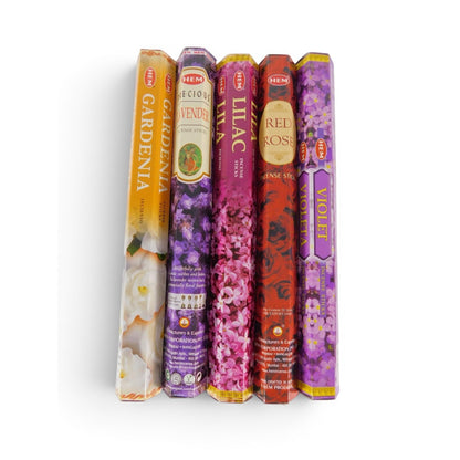 HEM Floral Incense Variety Pack 100 Sticks Rose Lavender Lilac Violet Gardenia