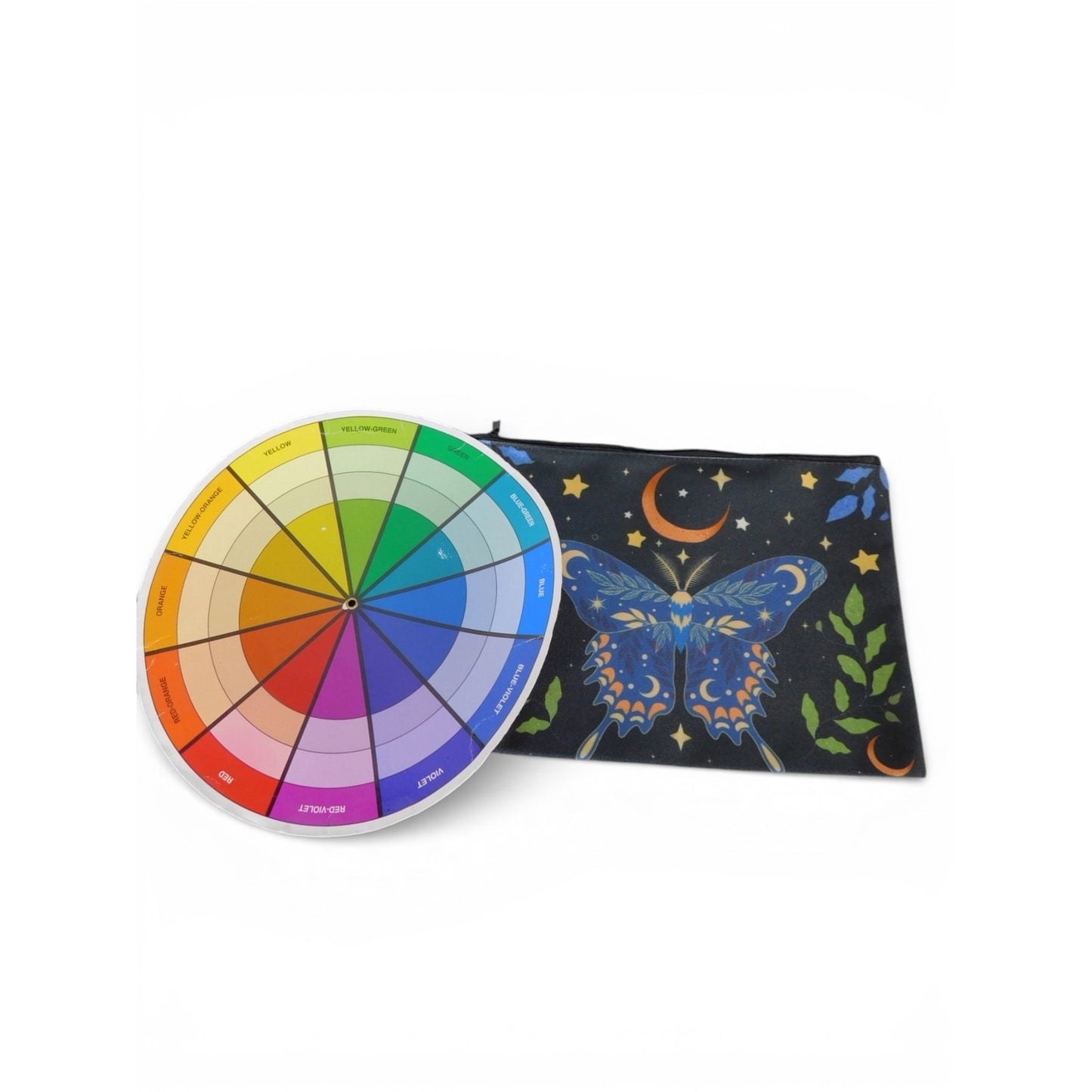 Travel Cosmetic Bag Zipper Pouch Blue Butterfly Moon Stars Black Women