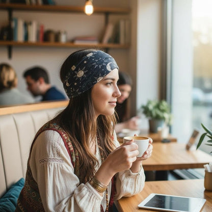 Moon & Sun Celestial Headband - Dark Witchy Boho Stretch - New