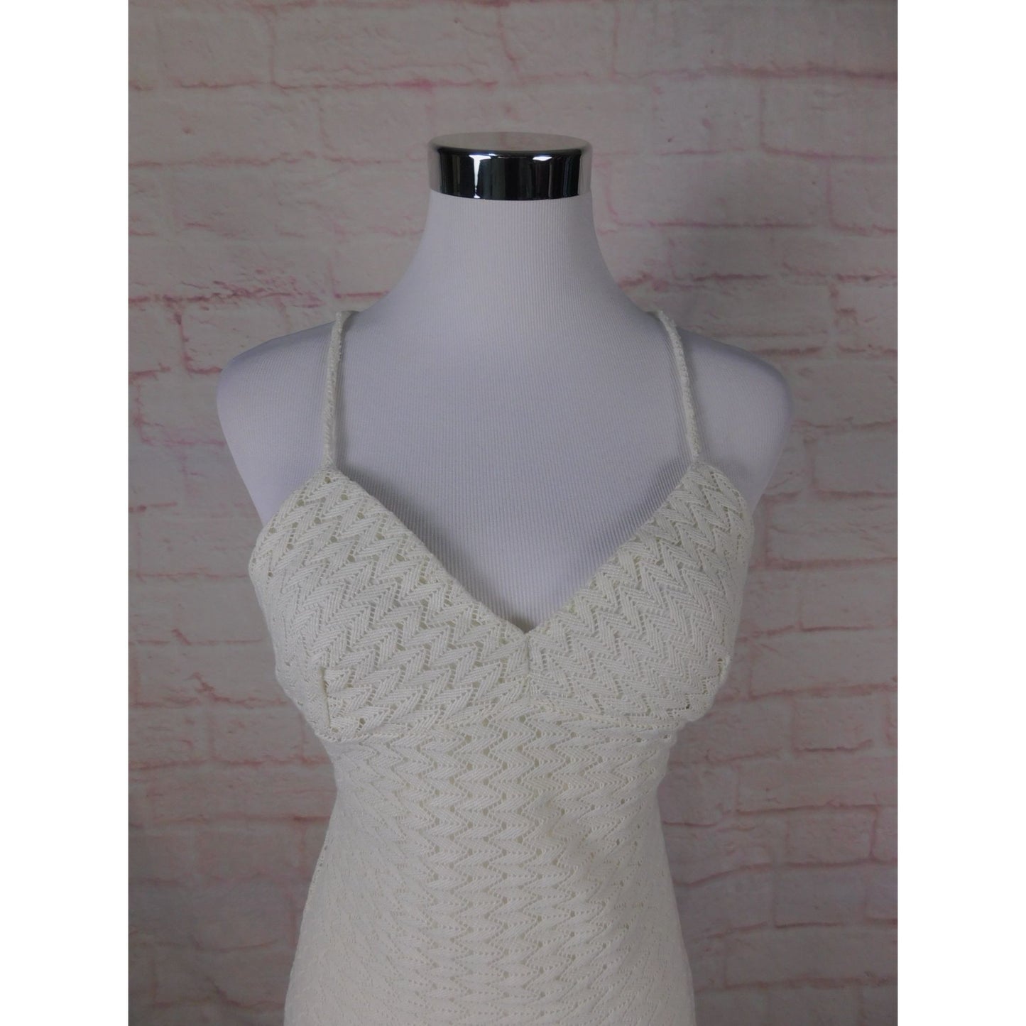 Forever 21 White Crochet Lace Mini S - Adjustable Straps - Excellent