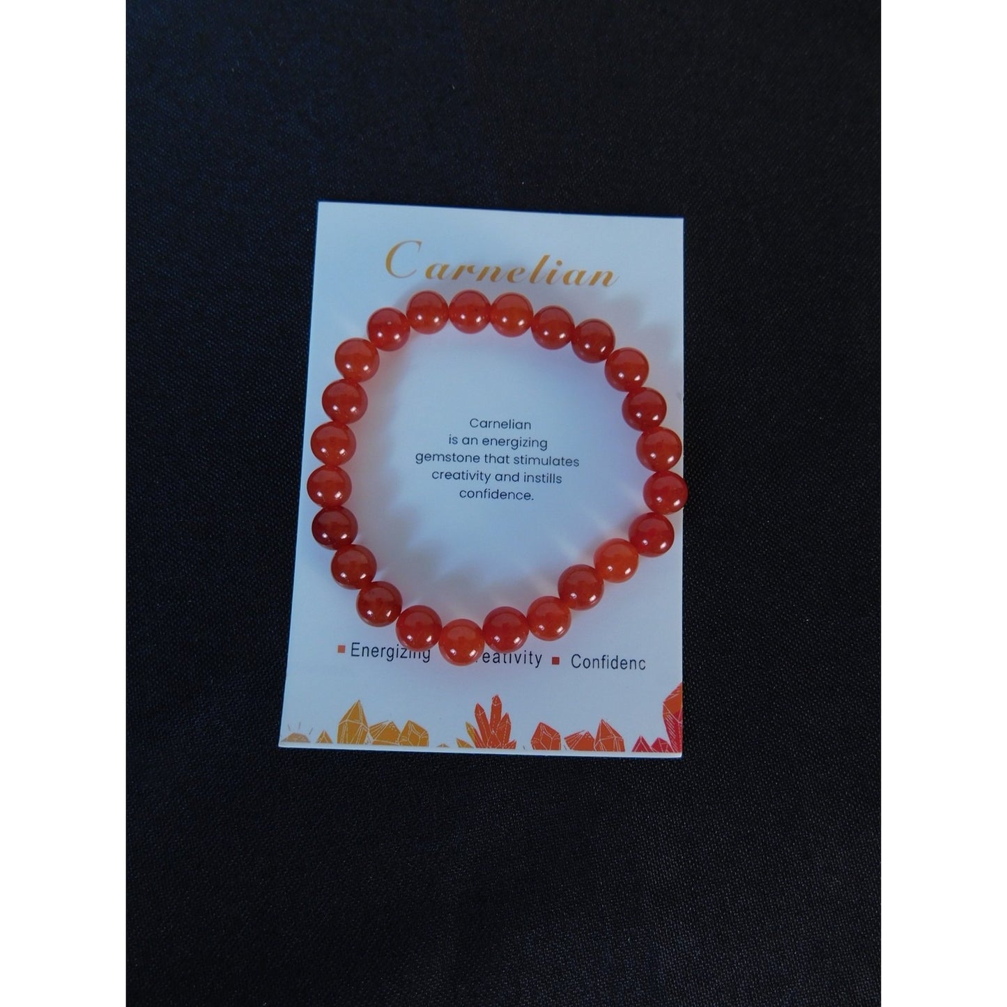 Carnelian Gemstone Bracelet Red Crystal Bead Stretch Unisex Energy Healing Jewel