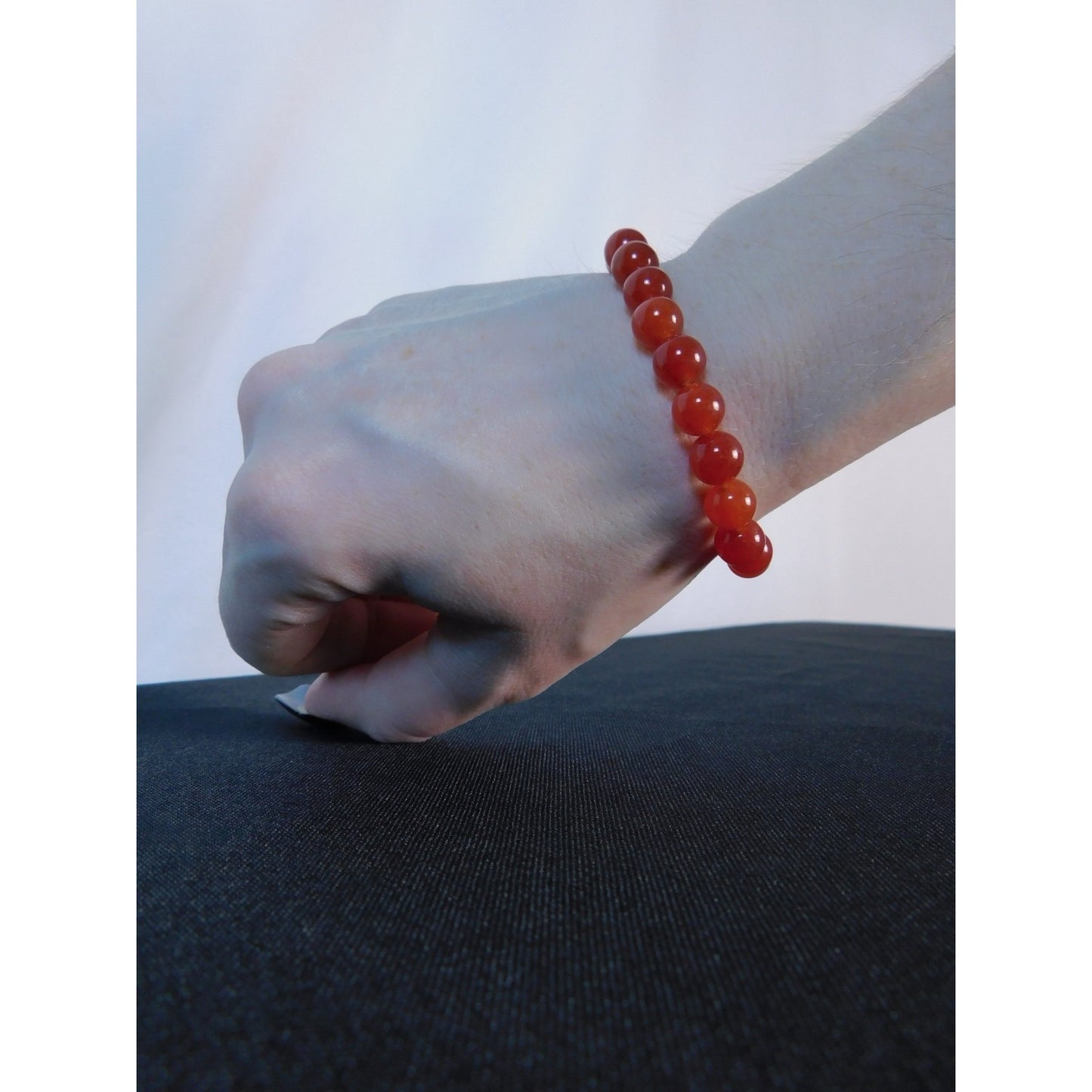 Carnelian Gemstone Bracelet Red Crystal Bead Stretch Unisex Energy Healing Jewel