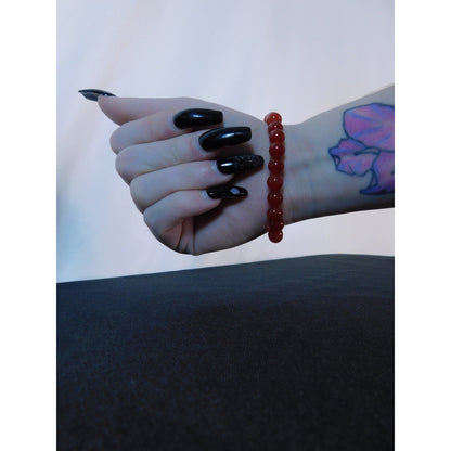 Carnelian Gemstone Bracelet Red Crystal Bead Stretch Unisex Energy Healing Jewel