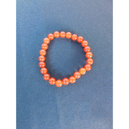 Carnelian Gemstone Bracelet Red Crystal Bead Stretch Unisex Energy Healing Jewel