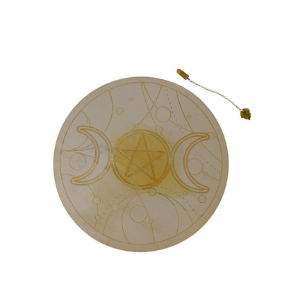 Triple Moon Pentacle Pendulum Board Set Yes No Sword Crystal Oracle Divination