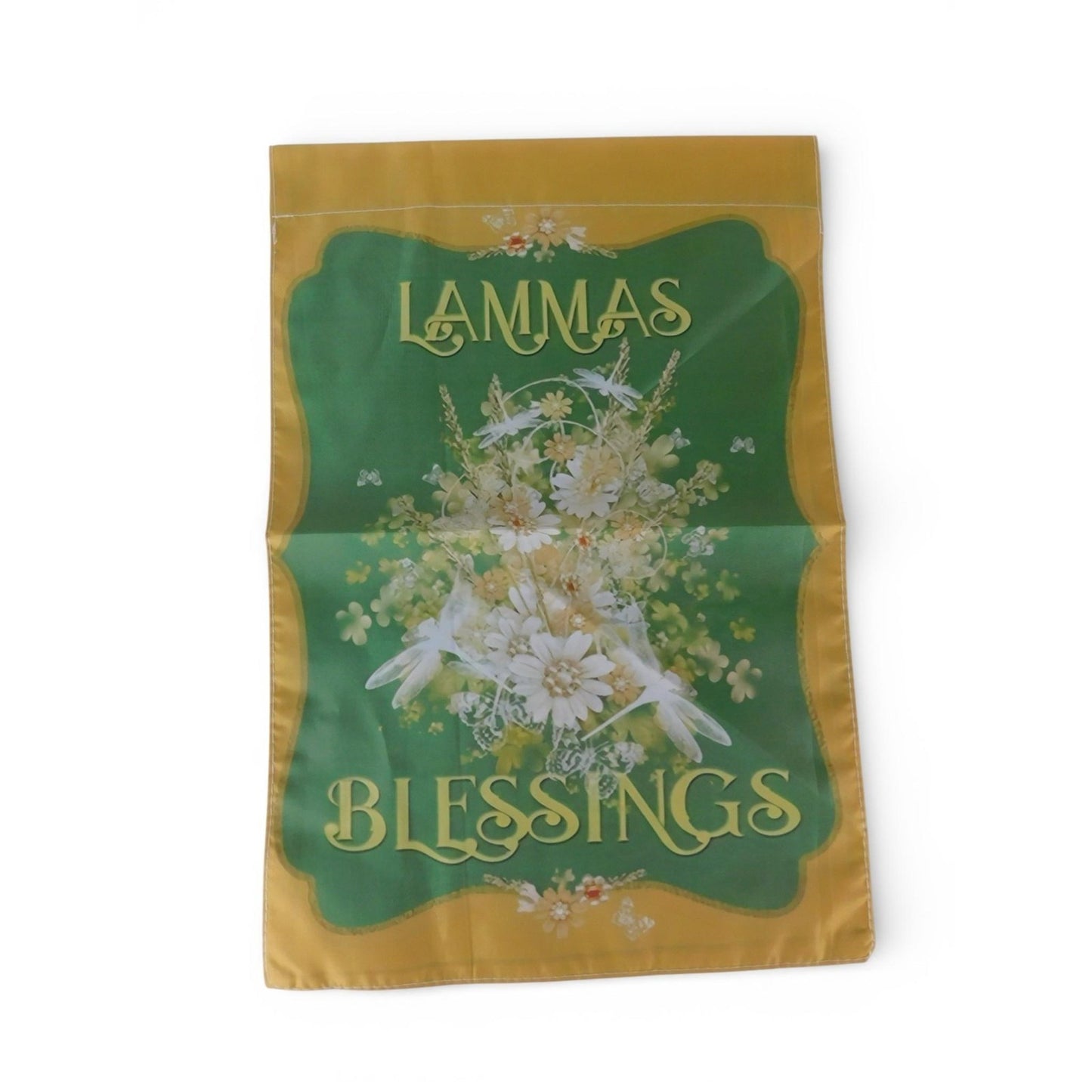 Lammas Blessings Garden Flag 10x15 Summer Floral Green Polyester Outdoor Decor