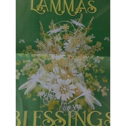 Lammas Blessings Garden Flag 10x15 Summer Floral Green Polyester Outdoor Decor